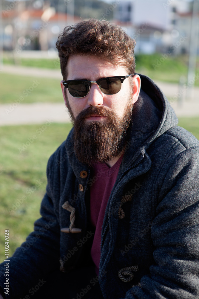 Young men with hipster look Young men with hipster look