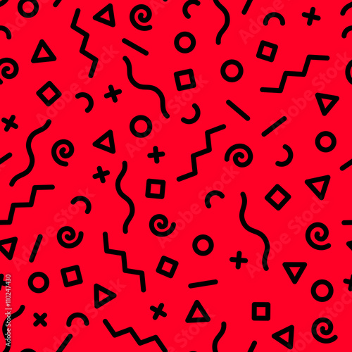 Seamless abstract geometric pattern in retro style, fashion 80-90s. Geometric pattern with geometric elements