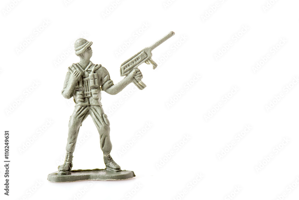 Plastic Toy Soldiers on white background