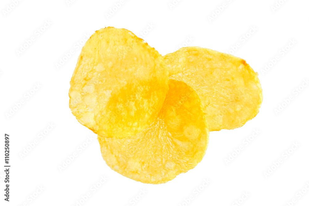 Potato chips isolated on white background