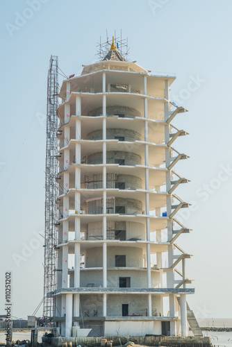 Construction site of building tower architecture.