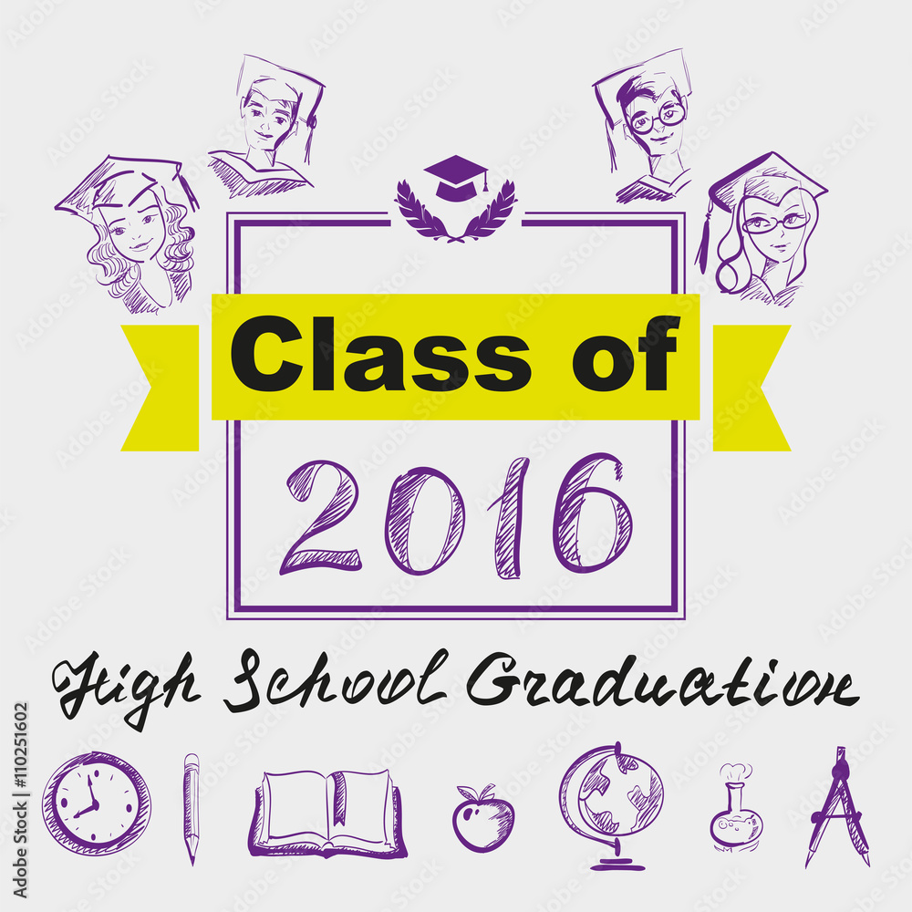Fototapeta premium High school graduation. Class of 2016