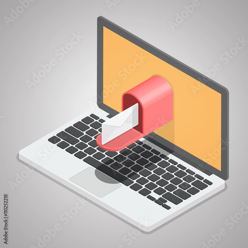 E-mail. Mail delivery from Computer laptop. Email business conce