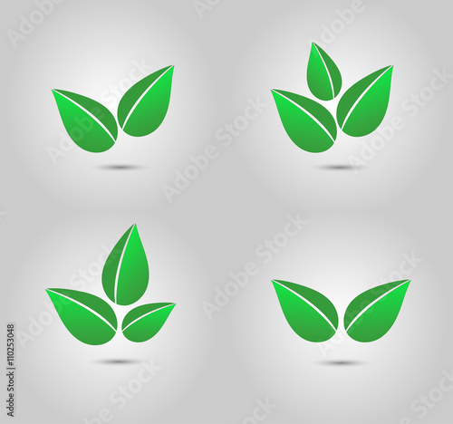 einfache zweifarbige Blätter in verschiedenen Variationen zur Verwendung in Logos oder Illustrationen