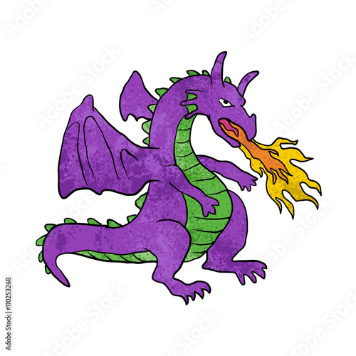 purple dragon throwing flames