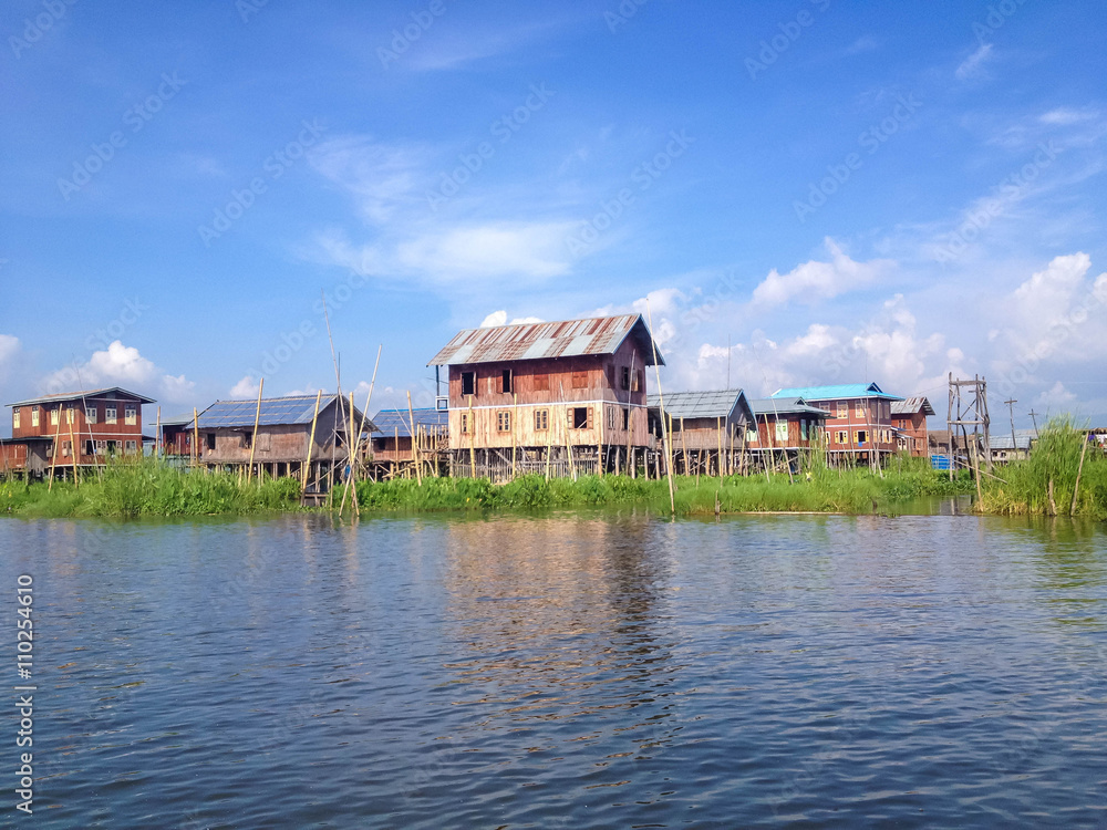Traditional house in Inle lake Myanmar