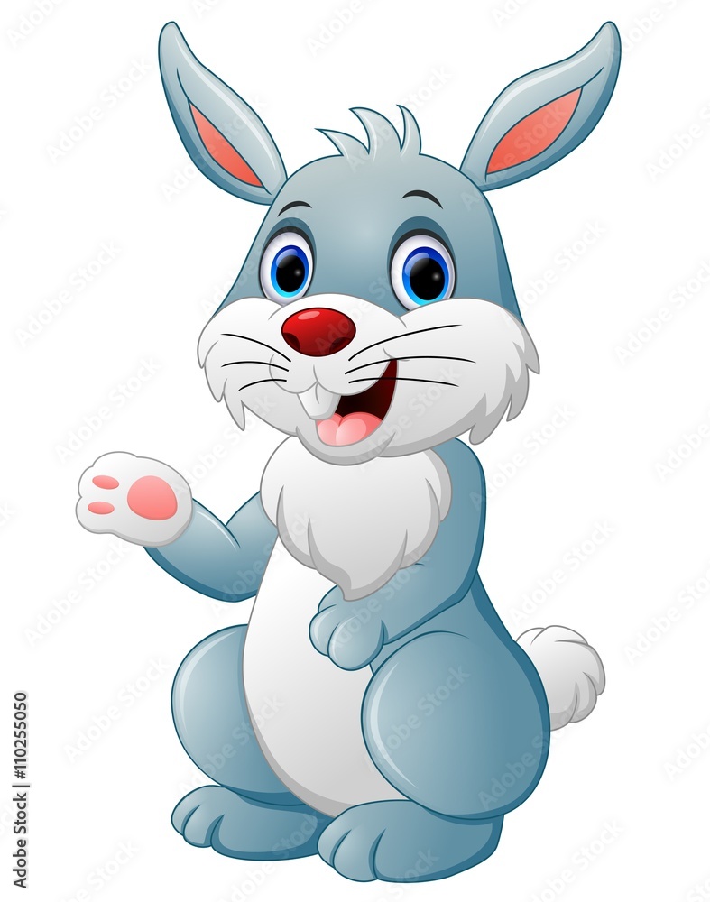 Cartoon bunny presenting isolated on white background Cartoon bunny presenting isolated on white background