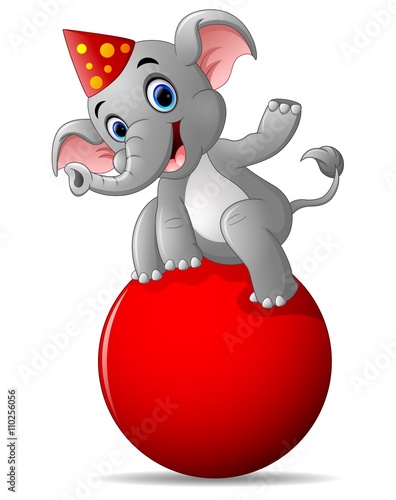 cartoon circus elephant as acrobat