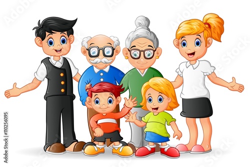 Happy cartoon family