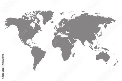 Grey blank world map. © mas0380