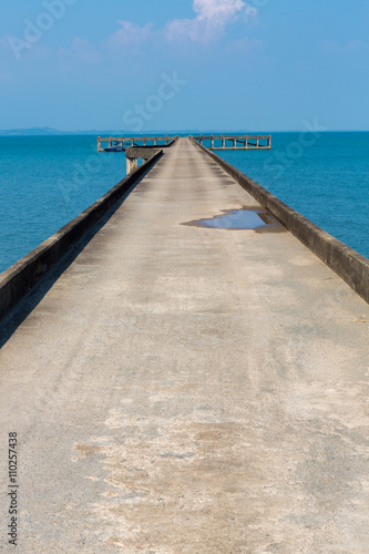 Pier in Koh Chang island with horizon  Bang Bao village. Koh Cha