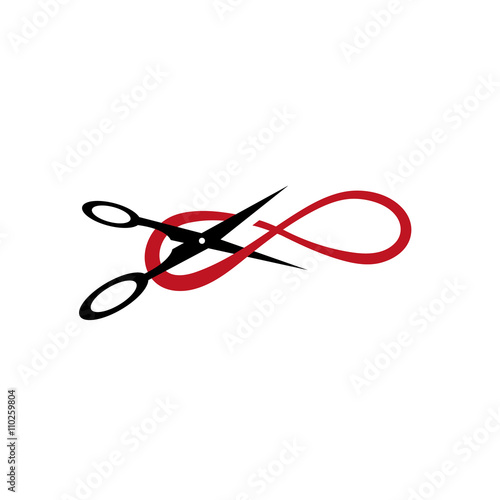 Scissors cutting infinity photo