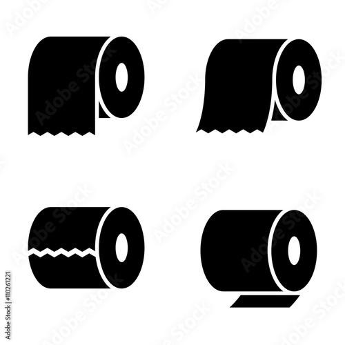 Vector black toilet paper icons set