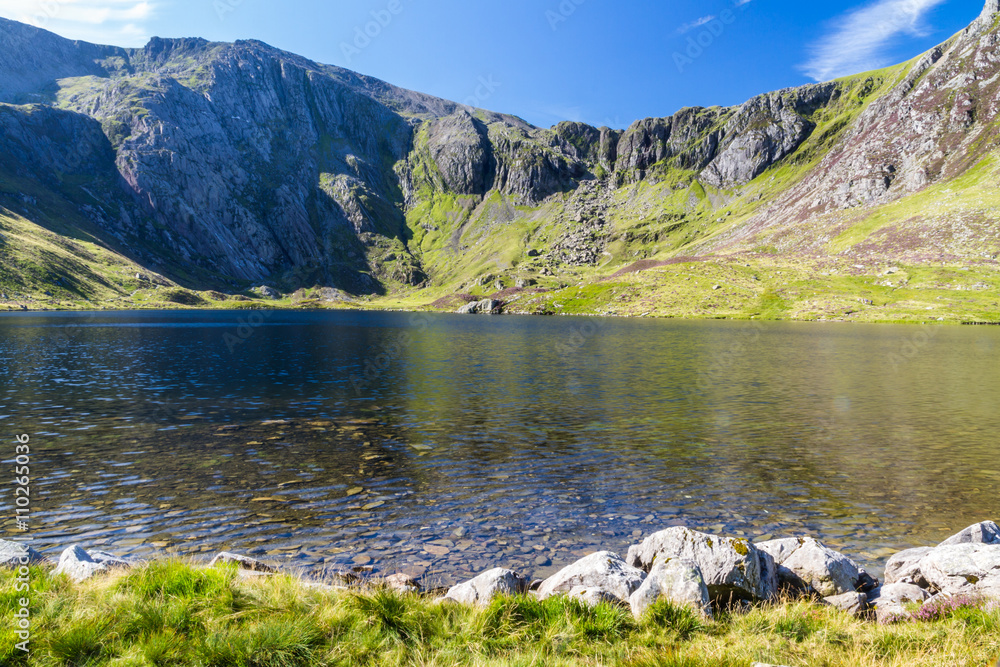 Lake and mountains, Llyn Idwal and the Devil’s Kitchen.