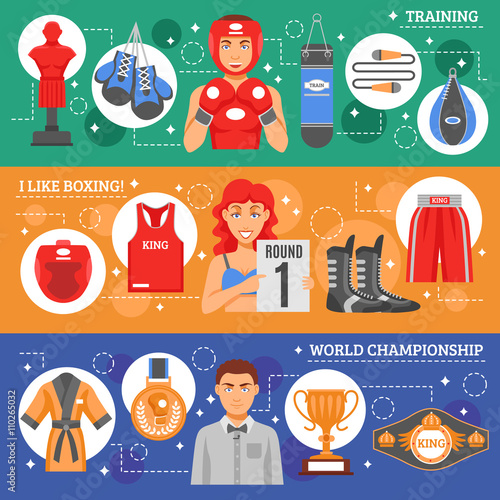Boxing Flat Horizontal Banners