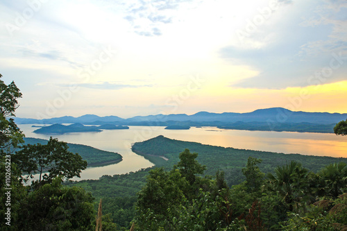 Sunset at scenic point of Khao Fha Chee, Ranong,Thailand.