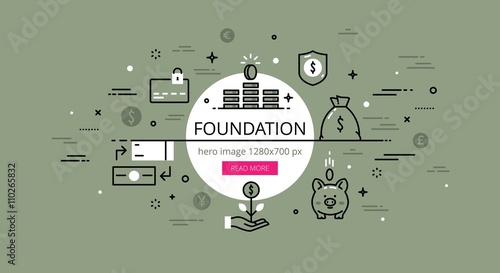 Foundation. Flat thin line vector hero banner