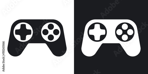 Gamepad vector icon. Two-tone version on black and white backgro