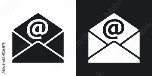 Envelope vector icon. Two-tone version on black and white backgr