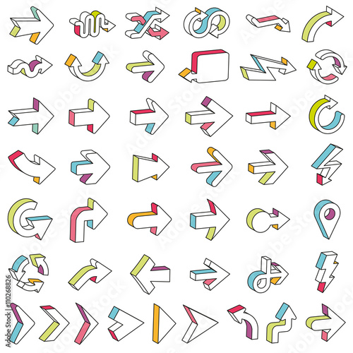 Line 3D Arrows Icon Set
