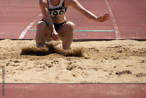 Landing in long jump in track and field