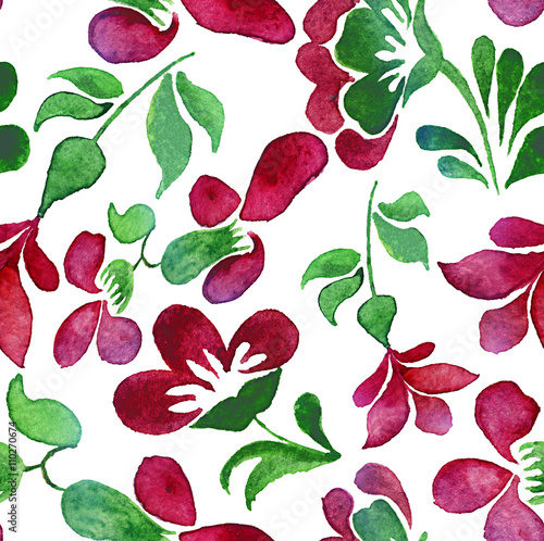 watercolor sketch: a floral element pattern on a white background