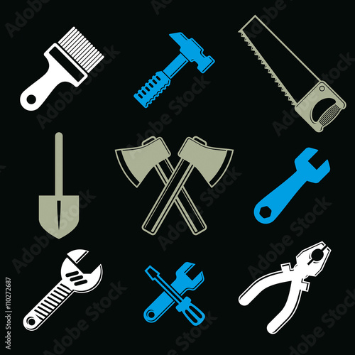 Stylized industrial icons, ...