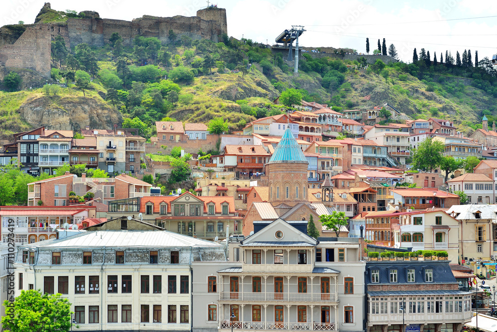 The center of old Tbilisi. Fortress. House on the hill. Georgia