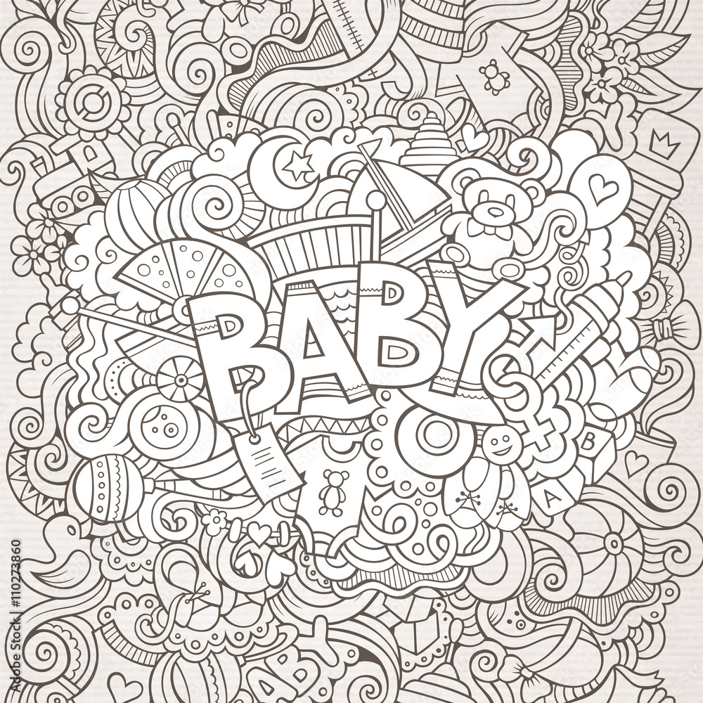 Obraz premium Cartoon vector hand drawn Doodle Baby illustration