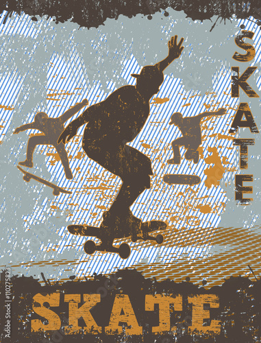Skateboarding grunge poster background
