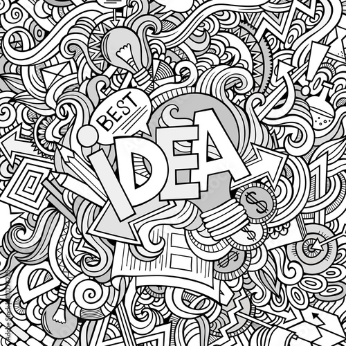 Idea hand lettering and doodles elements background