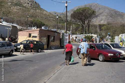 IMIZAMO YETHU TOWNSHIP WESTERN CAPE SOUTH AFRICA - APRIL 2016 - A general view of the Imizamo Yethu township at Hout Bay and the sub standard housing in which the residents live
