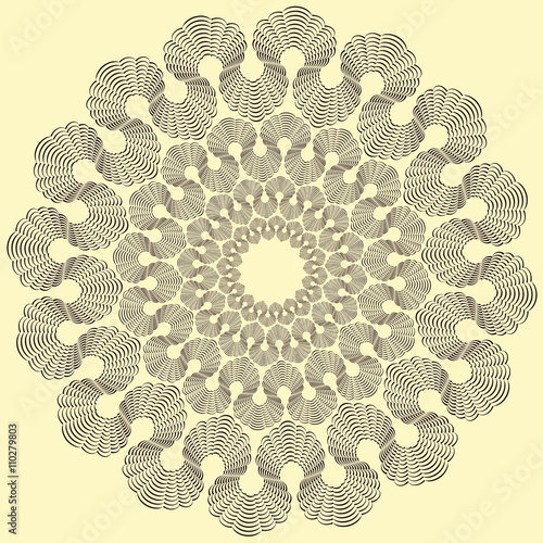an abstract geometric lace rosette in black and ivory