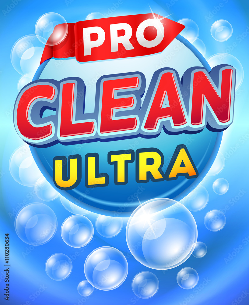 Detergent packaging vector template design. Brand detergent powdery, label detergent cleaner