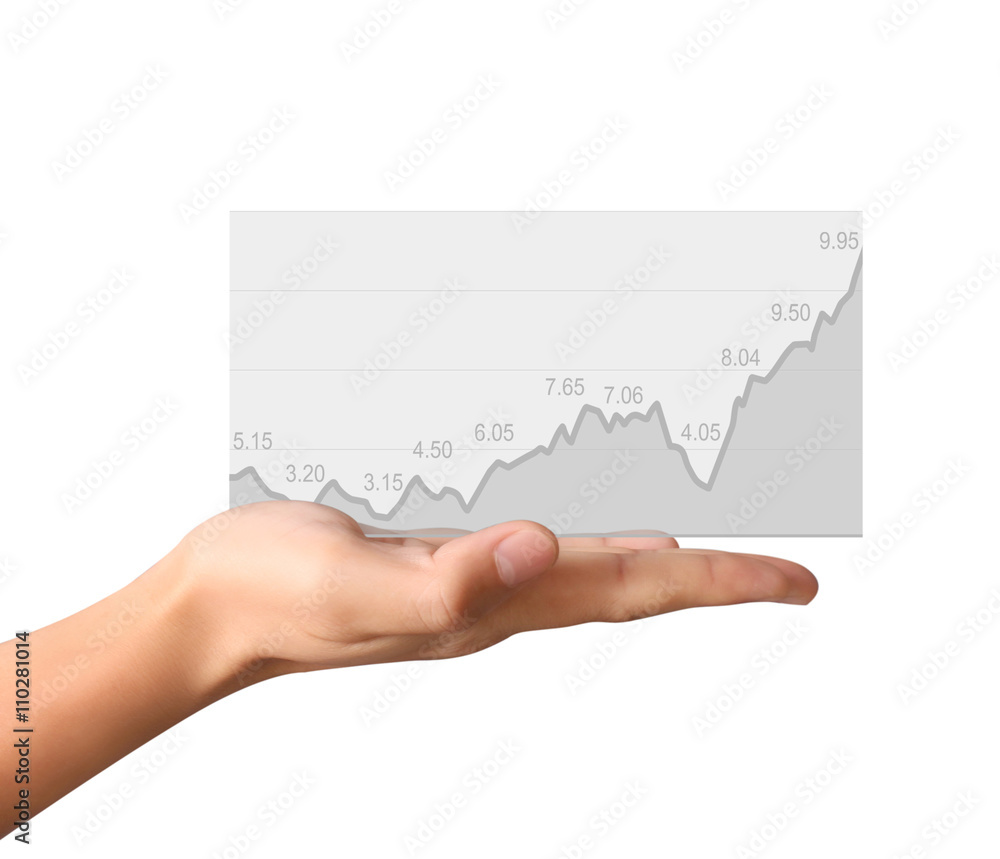 stock financial graph in hand stock financial graph in hand