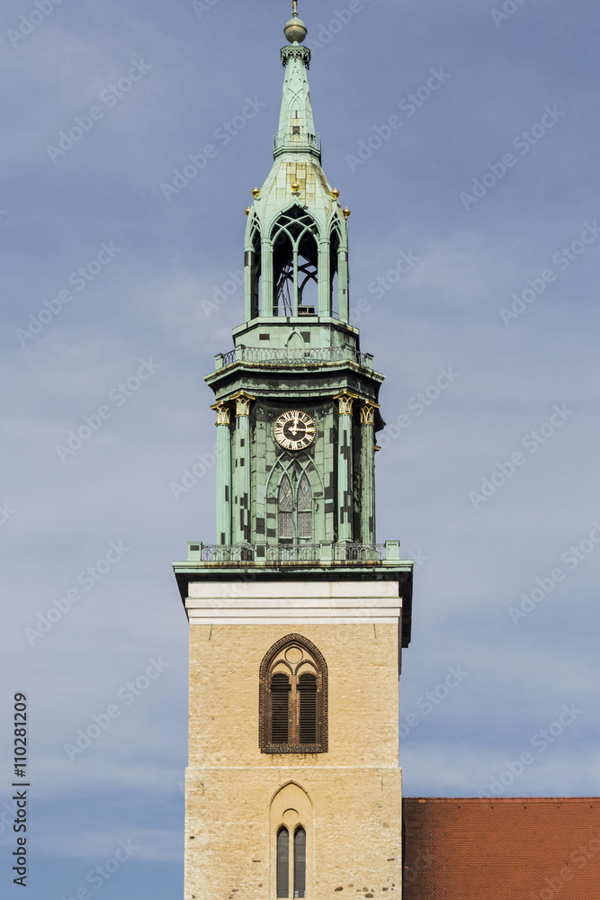 steeple of St. Marienkirche,. Berlin Alexanderplatz