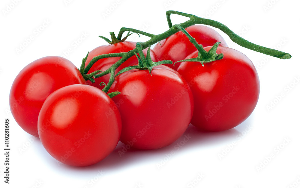 Tomatoes cherry branch isolated on white background Tomatoes cherry branch isolated on white background