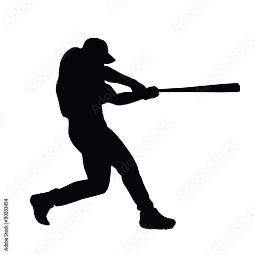 Baseball player vector silhouette. Baseball batter. Baseball pla