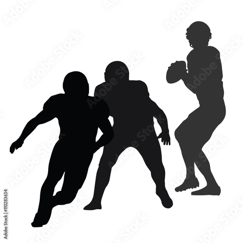 Set of american football players silhouettes