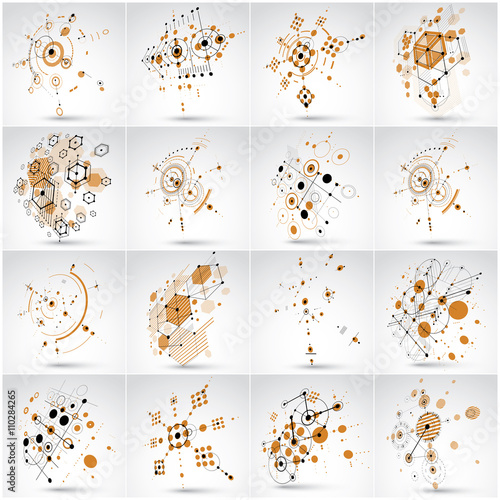 Set of vector abstract backgrounds created in Bauhaus retro styl