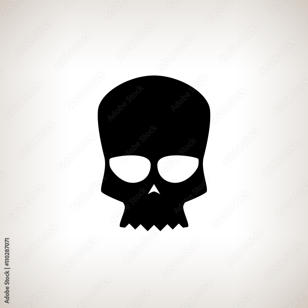 Biker Skull, Silhouette Skull on a Light  Background , Isolated, Death's-head, Black and White Vector Illustration