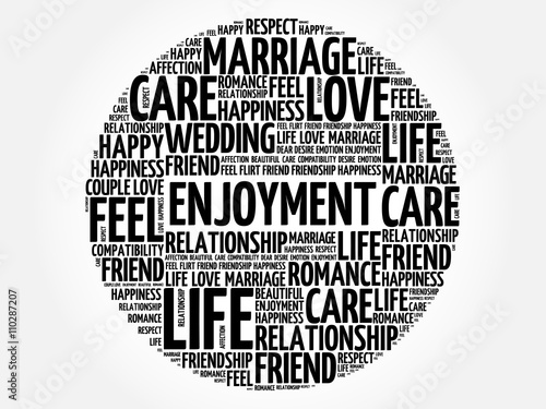 Enjoyment circle word cloud collage concept
