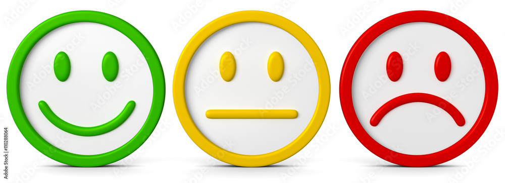 © fotomek - Die drei Smileys mit verschiedenen Emotionsausdrücken..Ein Gefühl kann positiv, negativ oder neutral sein. © fotomek - Die drei Smileys mit verschiedenen Emotionsausdrücken..Ein Gefühl kann positiv, negativ oder neutral sein.