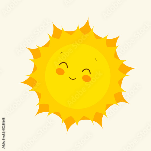 Happy sun icon. Vector illustration