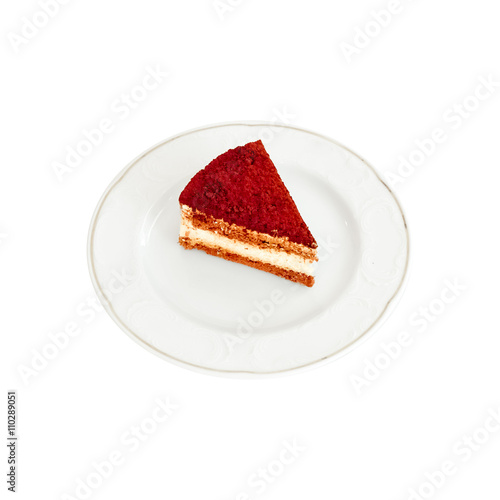 Red jelly cake on a white background