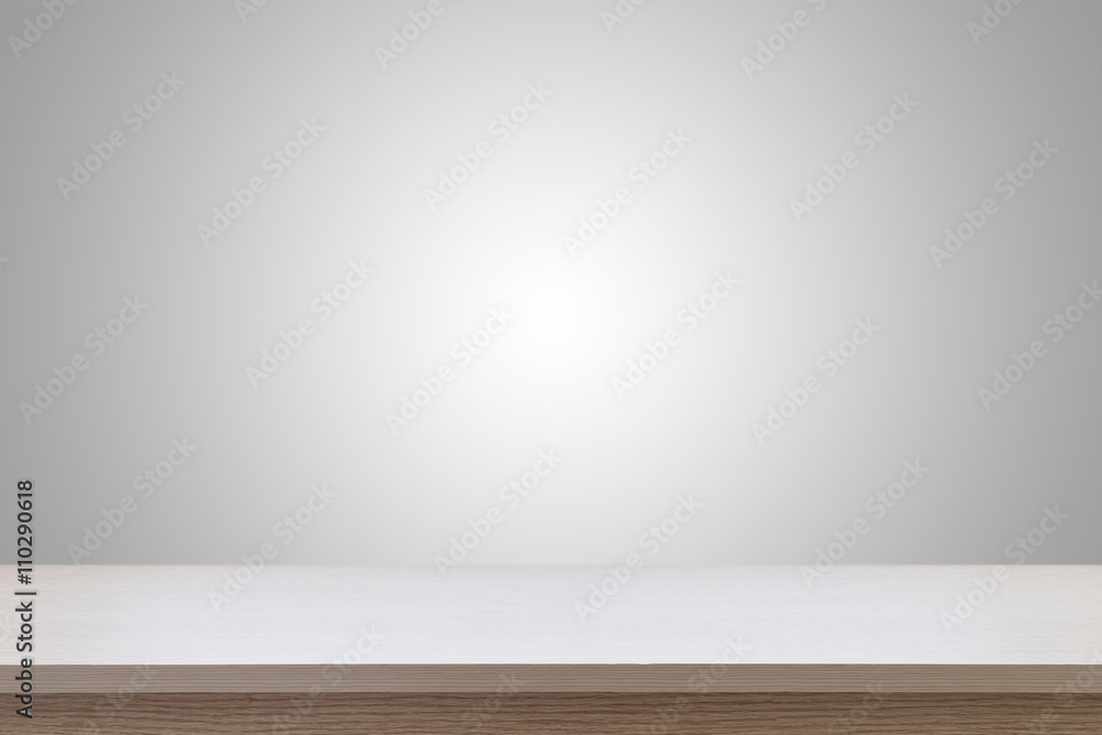 Empty top of wooden table or counter isolated on white backgroun Empty top of wooden table or counter isolated on white backgroun