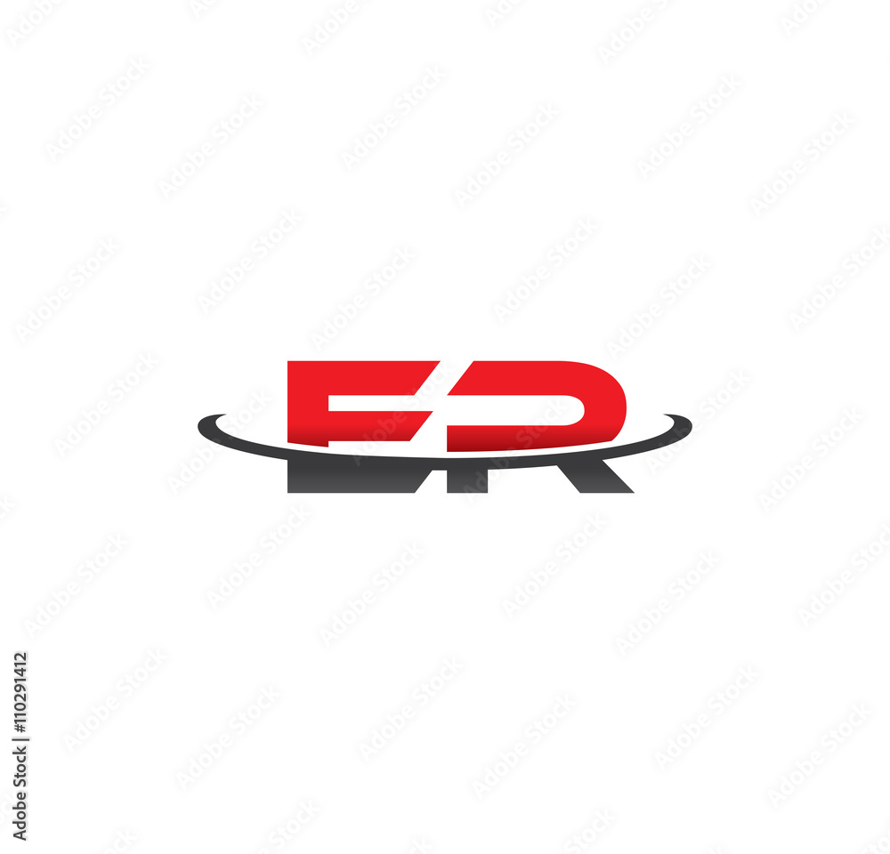 er alphabet with swoosh grey and red er alphabet with swoosh grey and red