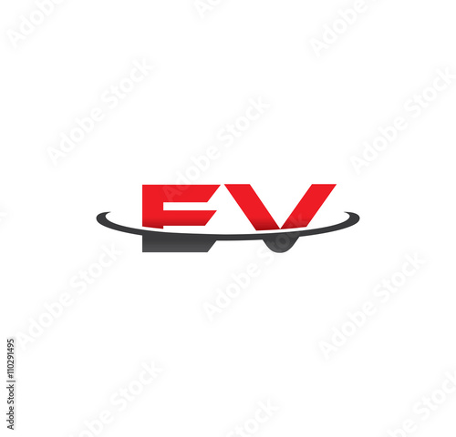 ev alphabet with swoosh grey and red
