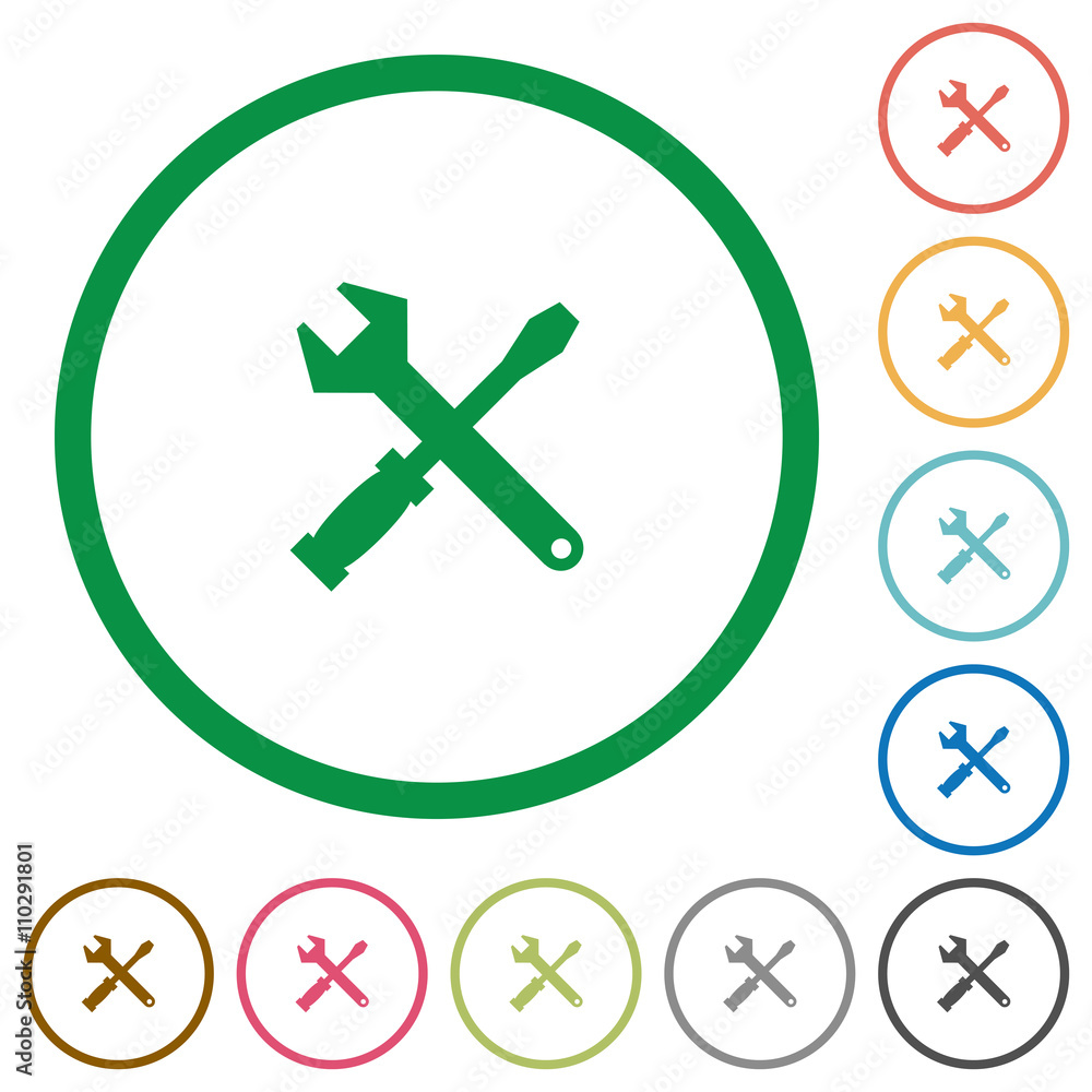 Tools outlined flat icons Tools outlined flat icons