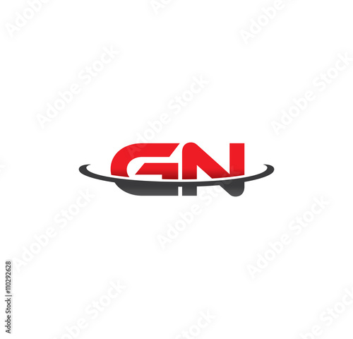 gn alphabet with swoosh grey and red